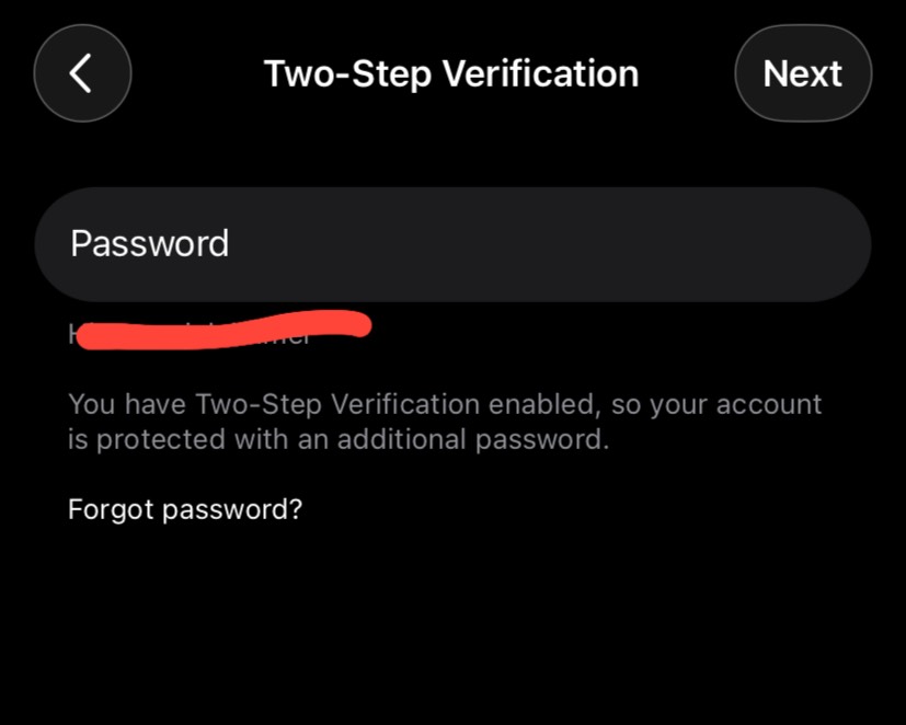 Set password step